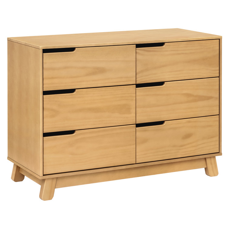 Honey Wood 48" Wide 6-Drawer Modern Dresser