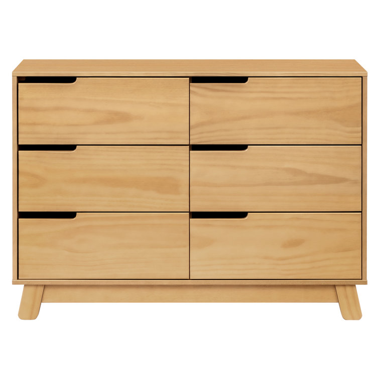Honey Wood 48" Wide 6-Drawer Modern Dresser