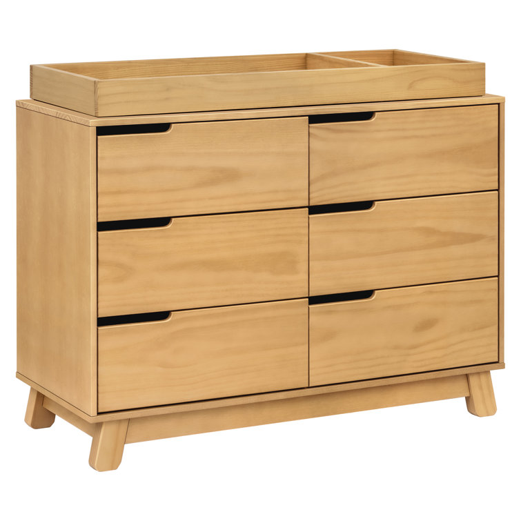 Honey Wood 48" Wide 6-Drawer Modern Dresser