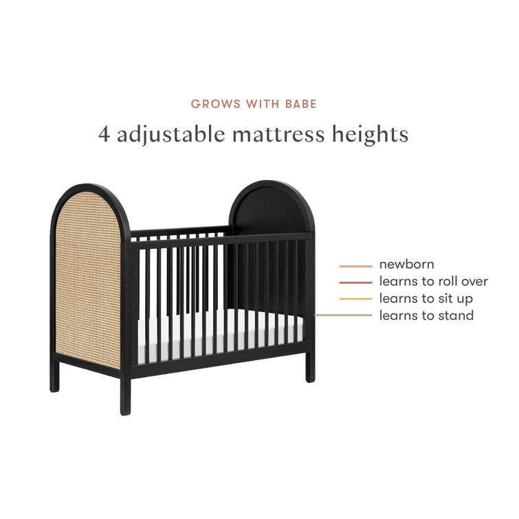 Bondi Black and Natural Cane 3-in-1 Convertible Crib