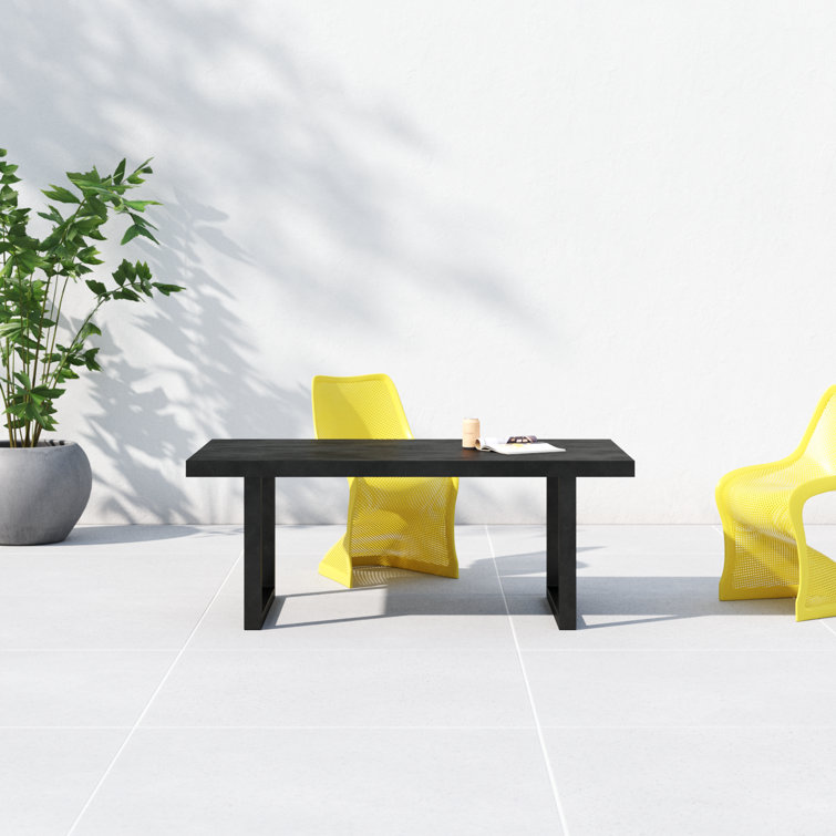 Gray Stone and Metal Rectangular Outdoor Dining Table