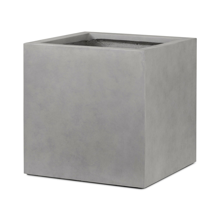 Natural Gray Concrete Square Planter for Indoor/Outdoor Use