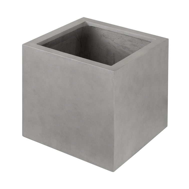 Natural Gray Concrete Square Planter for Indoor/Outdoor Use