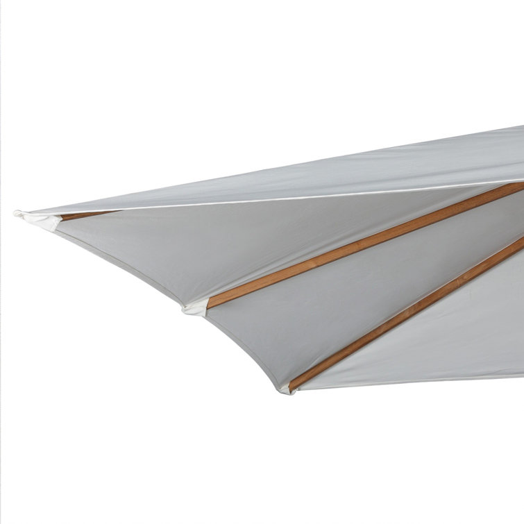 White Teak Rectangular Outdoor Umbrella with Pulley System