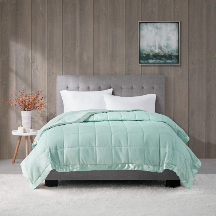 Full Seafoam Down Alternative Blanket with Satin Trim