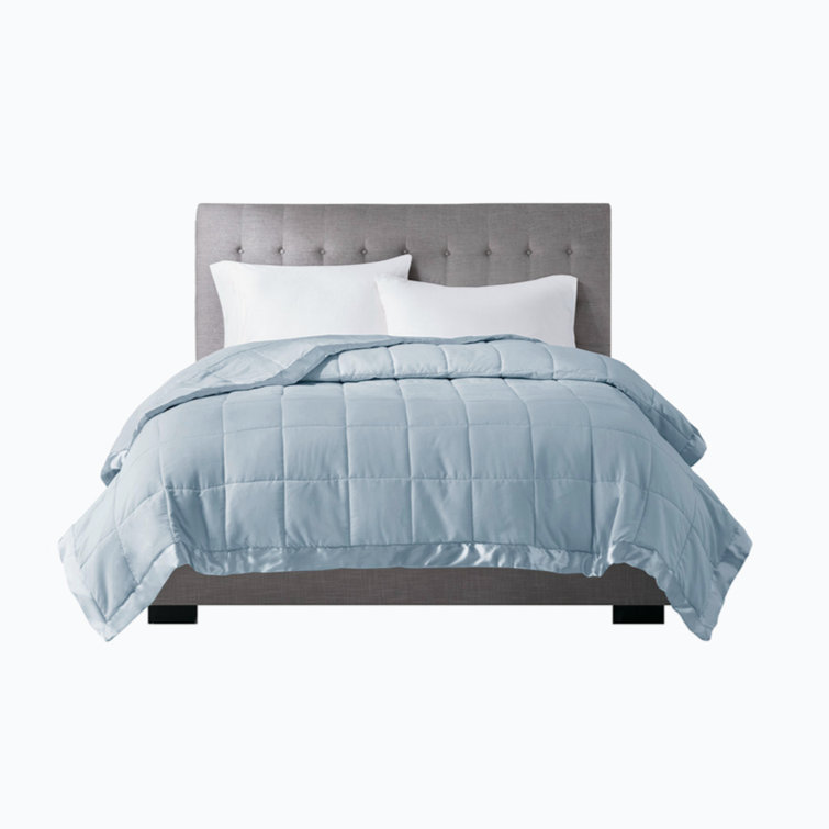 Twin Blue Satin Trim Down Alternative Blanket