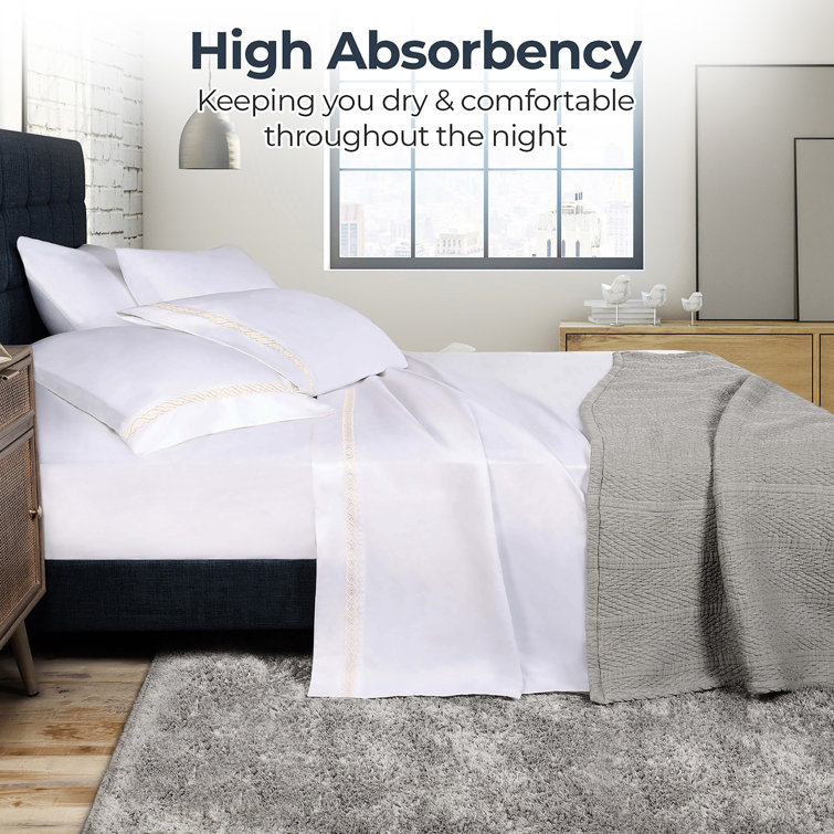 White-Charcoal Egyptian Cotton Embroidered Standard Pillowcases