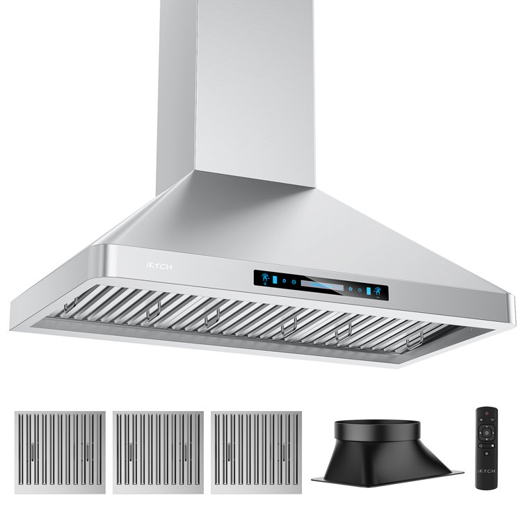 36'' Stainless Steel Convertible Wall Mount Range Hood with Charcoal Filter