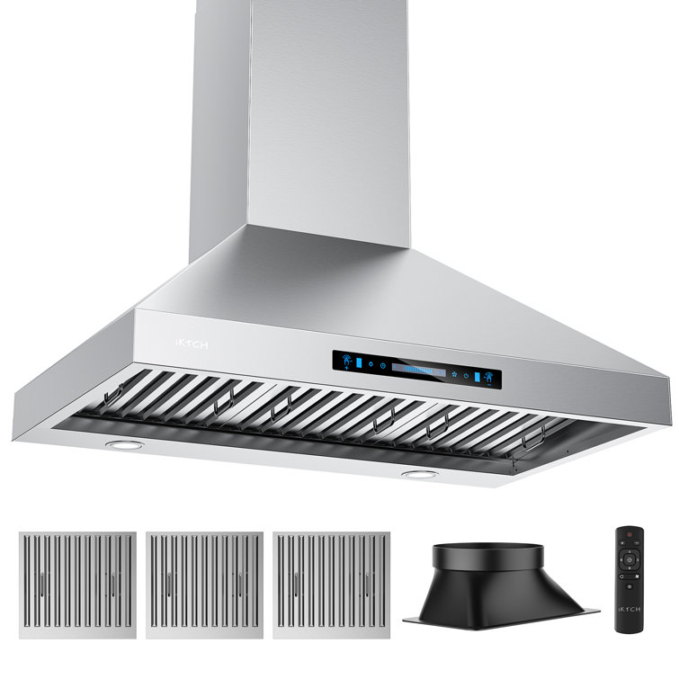 36'' Stainless Steel Convertible Wall Mount Range Hood with Charcoal Filter
