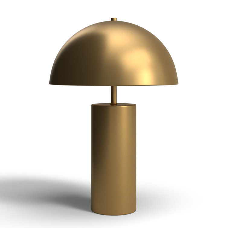 Antique Brass Dome Table Lamp with Geometric Base