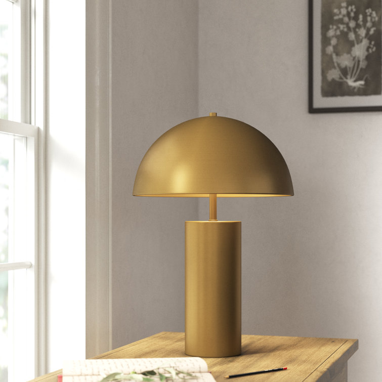 Antique Brass Dome Table Lamp with Geometric Base