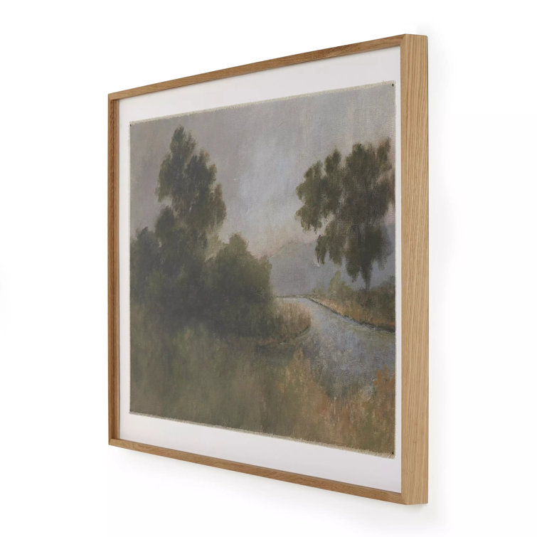 Morning Glory Landscape Print on Canvas with Oak Frame