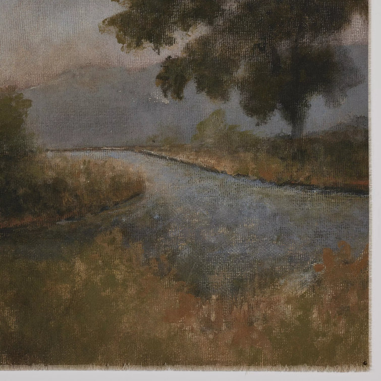 Morning Glory Landscape Print on Canvas with Oak Frame