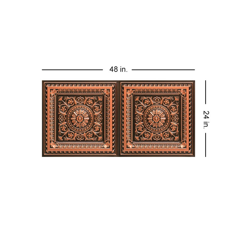 La Scala Antique Copper Faux Tin 2x4 ft Ceiling Tile