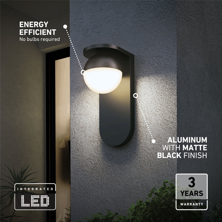 Matte Black Aluminum LED Wall Light with Frosted Plastic Lens