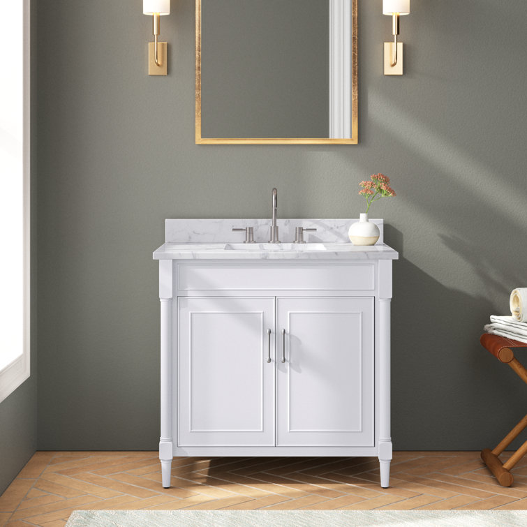 Selene 37'' Elegant White Single Freestanding Bathroom Vanity