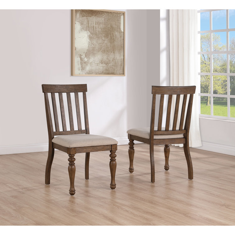 Joanna Dark Brown Wood Dining Set with Upholstered Chairs