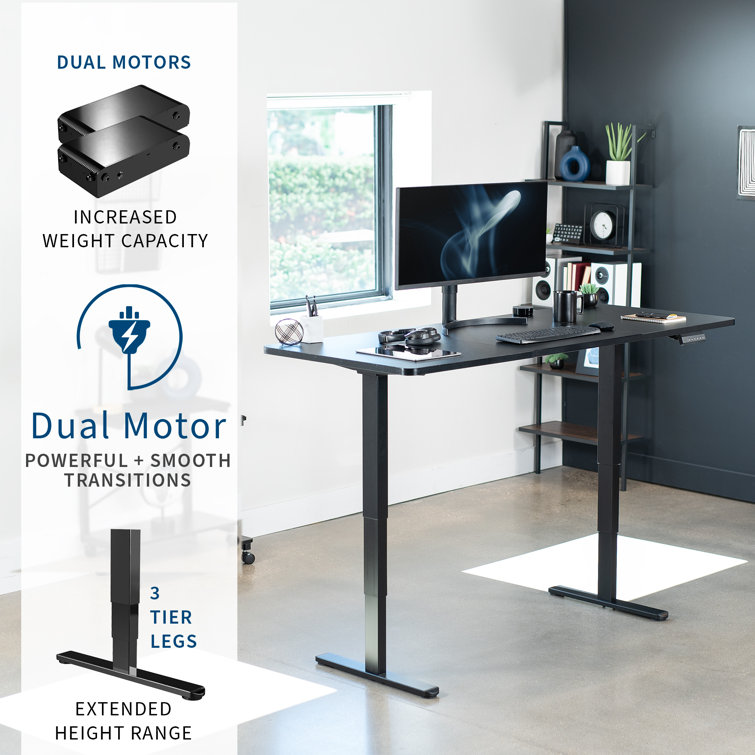 Vivo Adjustable 71" Electric Standing Desk, Black Top & Frame