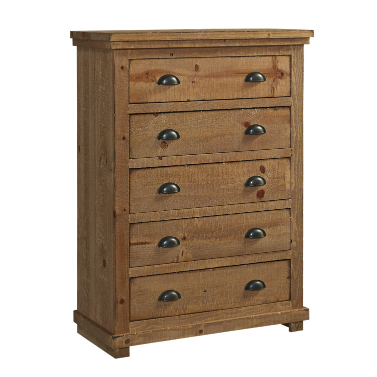 Wolferstorn Distressed Pine 5-Drawer Rustic Brown Dresser