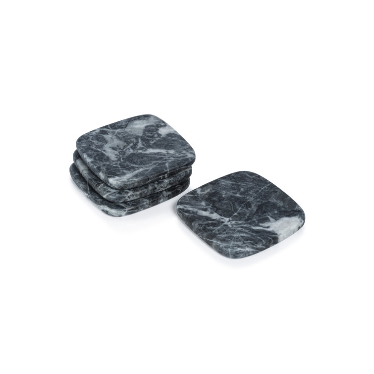 Elphaba Black Marble Square 4 Piece Coaster Set