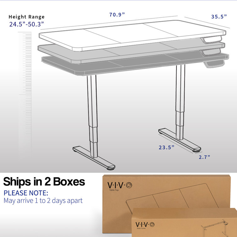 Dark Walnut & Black Dual Motor 71'' Electric Standing Desk