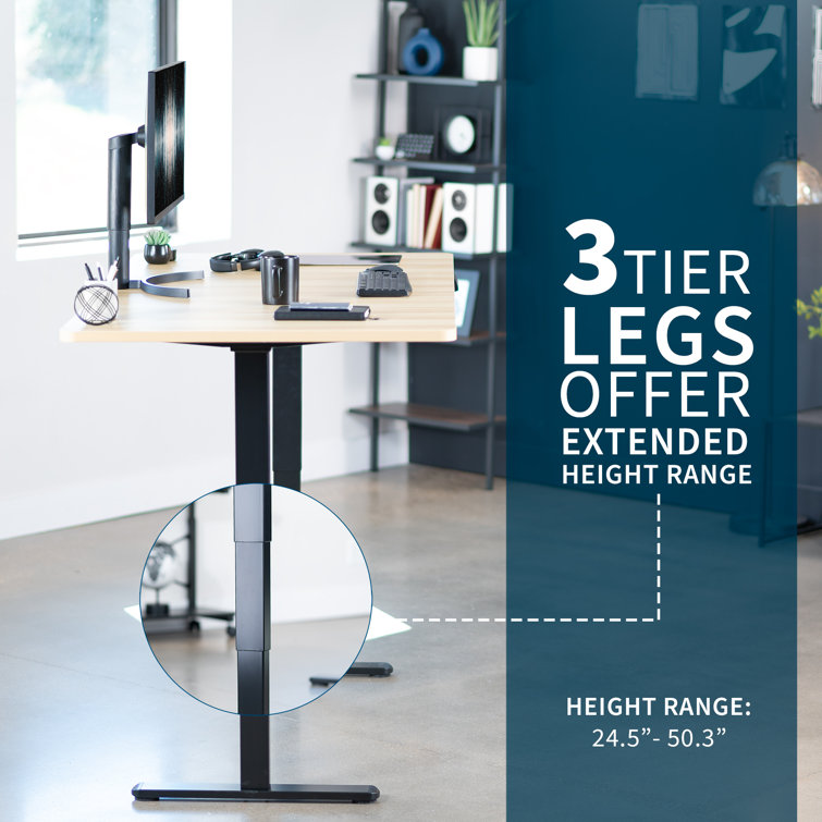 71" Light Wood and Black Adjustable Standing Desk with Electric Height Adjustment