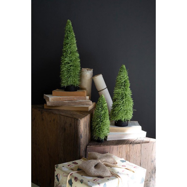 Bright Green Tabletop Christmas Tree Set of 3