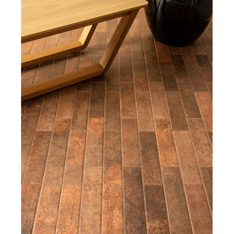 Terracotta Brown Ceramic Subway Wall & Floor Tile, 3" x 10"
