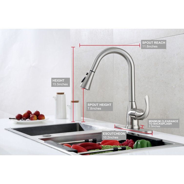Brushed Nickel Single Handle Kitchen Faucet with Pull-out Spray