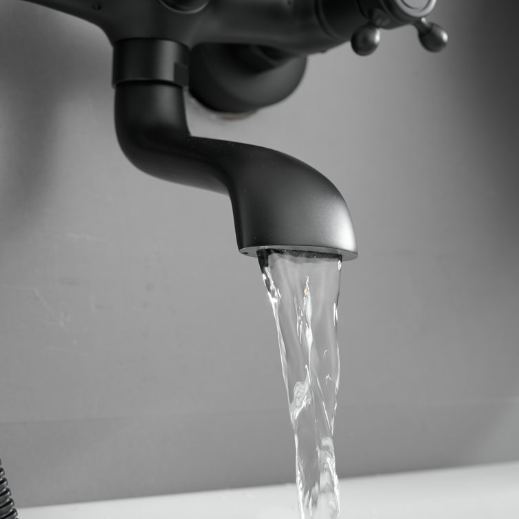 Matte Black Double Handle Wall Mount Tub Faucet