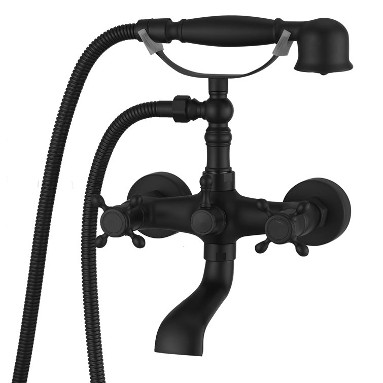Matte Black Double Handle Wall Mount Tub Faucet