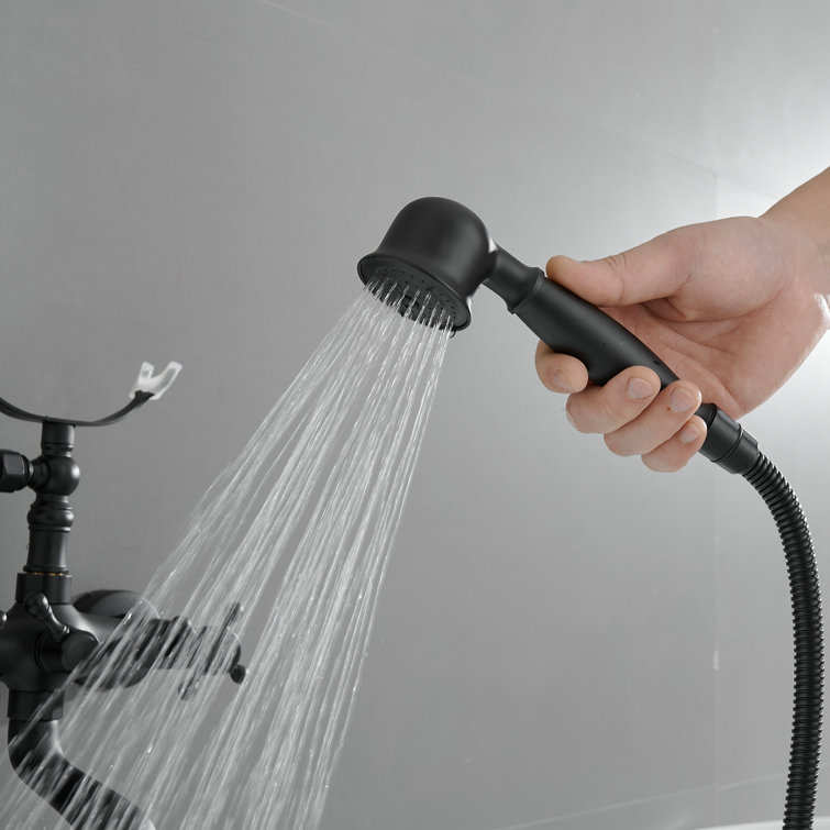 Matte Black Double Handle Wall Mount Tub Faucet