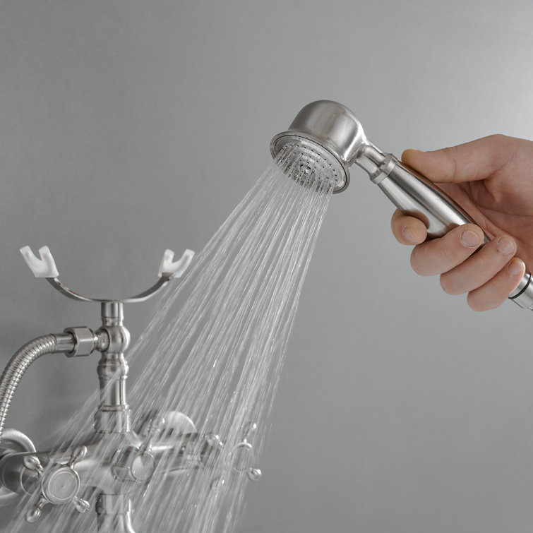 Brushed Nickel Double Handle Wall Mount Tub Faucet