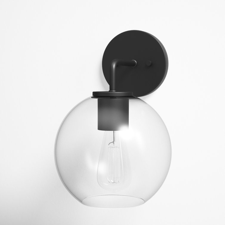 Matte Black Metal Globe Outdoor Wall Light