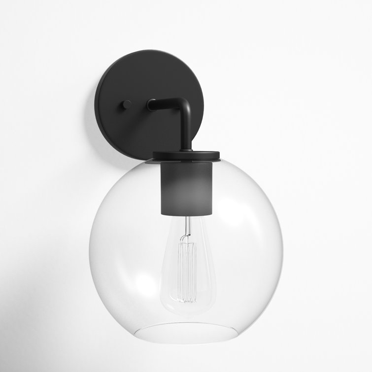 Matte Black Metal Globe Outdoor Wall Light