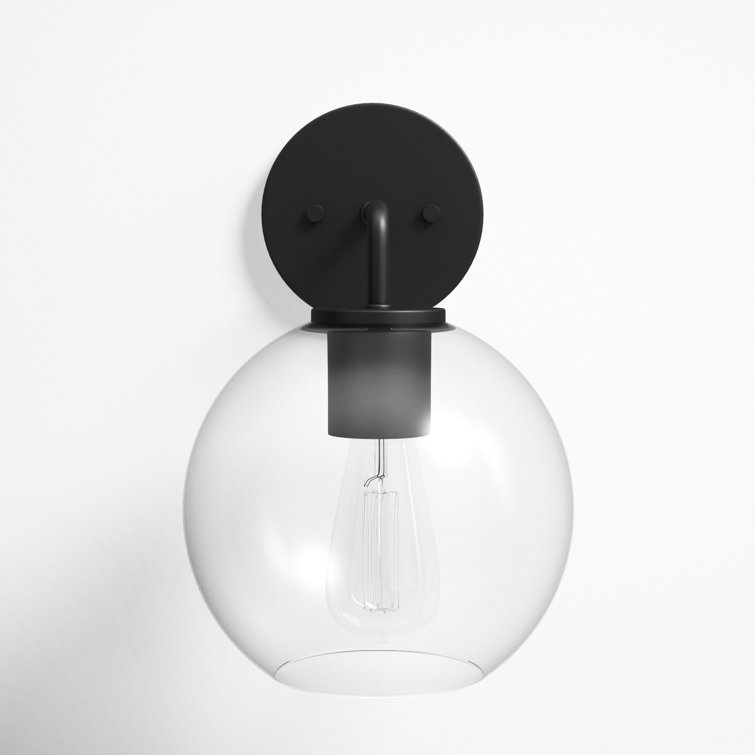 Matte Black Metal Globe Outdoor Wall Light