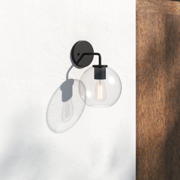 Matte Black Metal Globe Outdoor Wall Light