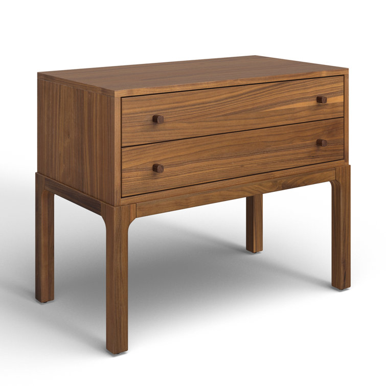 Daniella Campaign-Style 2-Drawer Natural Walnut Nightstand