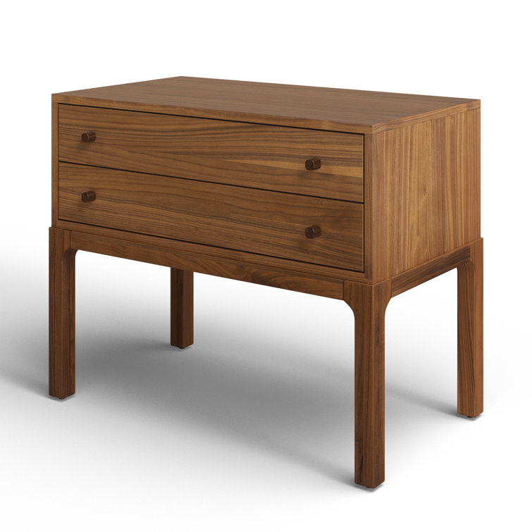 Daniella Campaign-Style 2-Drawer Natural Walnut Nightstand