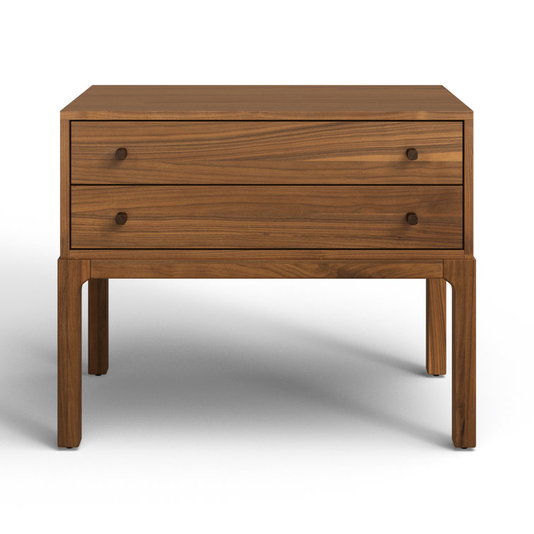 Daniella Campaign-Style 2-Drawer Natural Walnut Nightstand