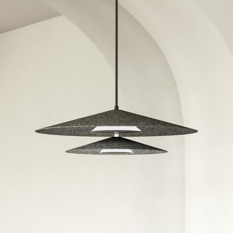 Cruz Geometric LED Pendant in Black with Soft Shaped Glass