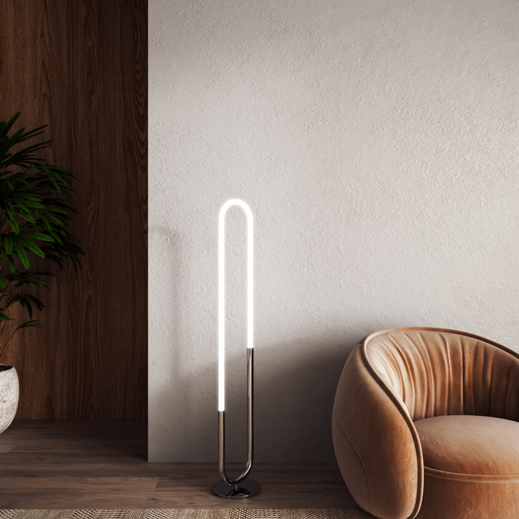 Huron Sleek Chrome LED Floor Lamp with Touch Dimmer, 52.25"