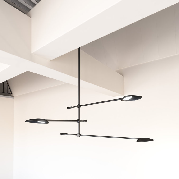 Black Metal 32.5" Dimmable LED Sputnik Chandelier