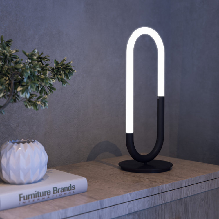 Huron Black LED Table Lamp with Frosted Acrylic Shade