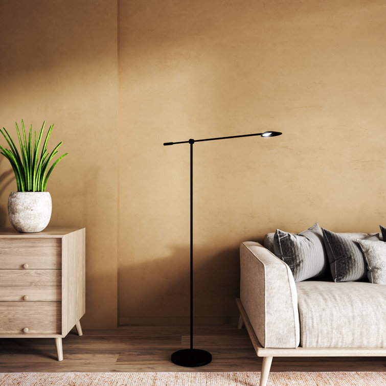 Rotaire 54.38'' Adjustable Black LED Swing Arm Floor Lamp