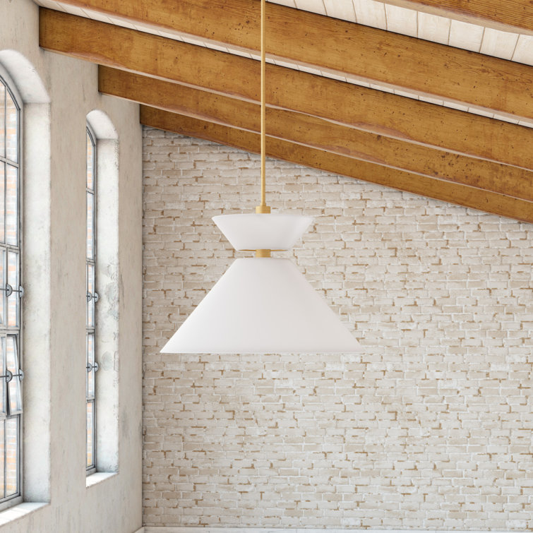 Chapelle Aged Gold and White Linen Single Pendant Light