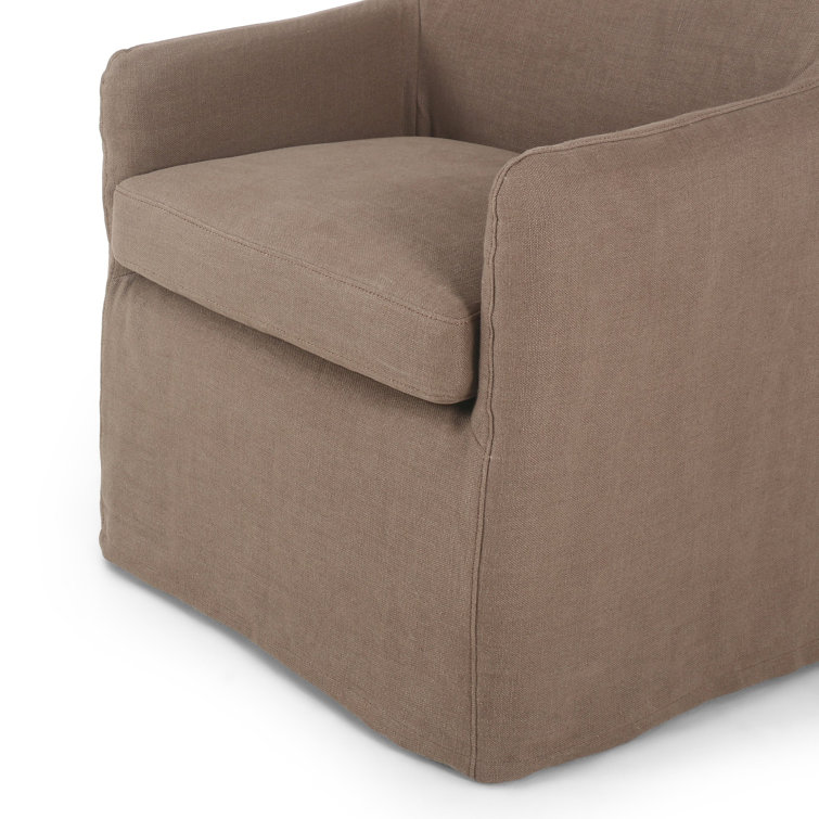 Brussels Mushroom Upholstered Arm Chair with Slipcover