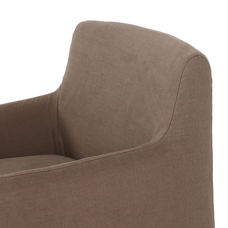 Brussels Mushroom Upholstered Arm Chair with Slipcover