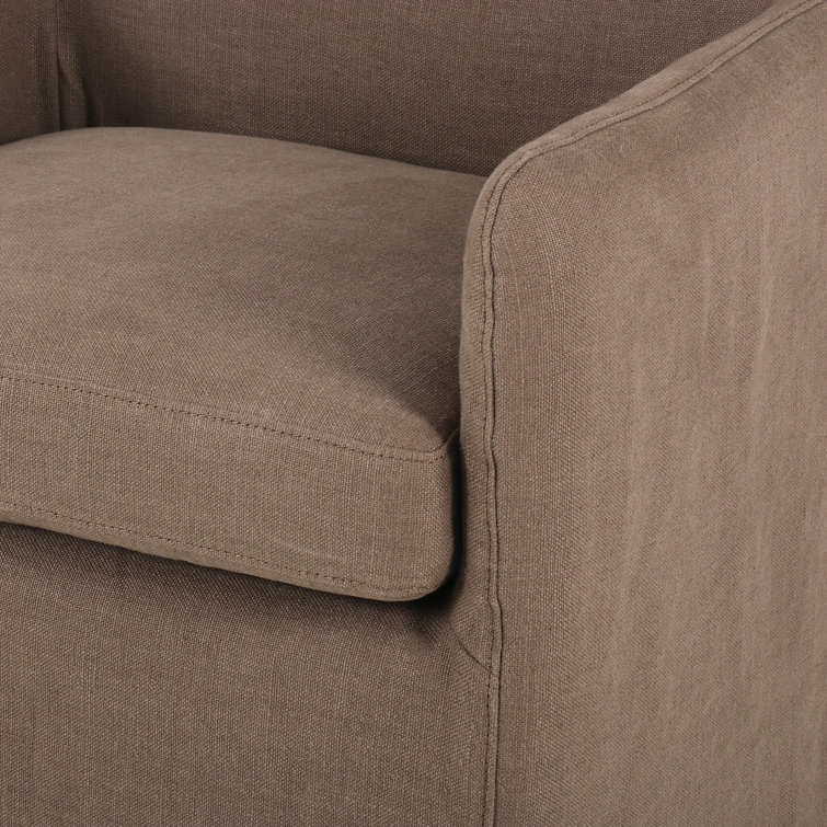Brussels Mushroom Upholstered Arm Chair with Slipcover