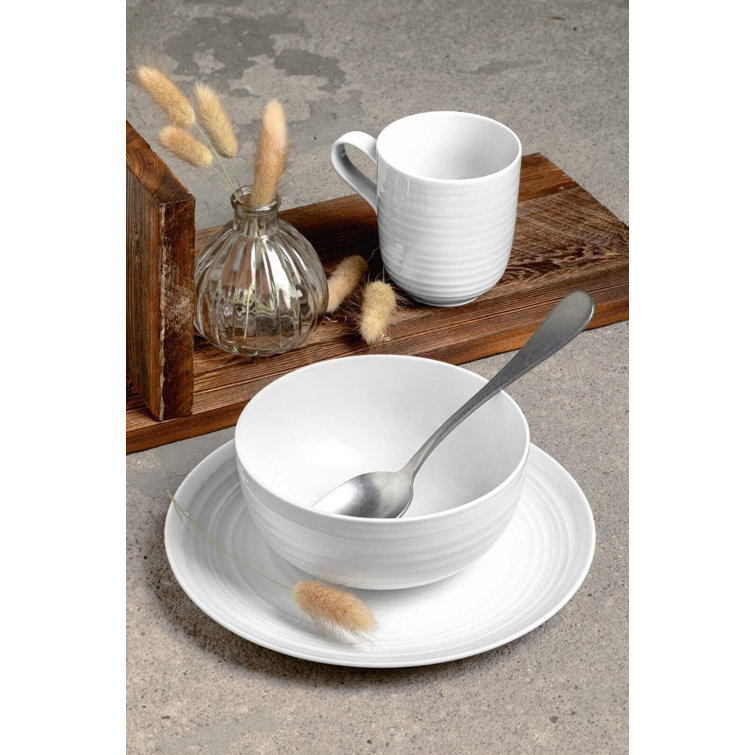 Gray Ceramic Round Beverage Mugs Set of 4